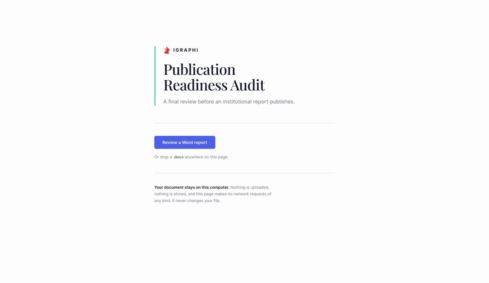 IGRAPHI Publication Readiness Audit